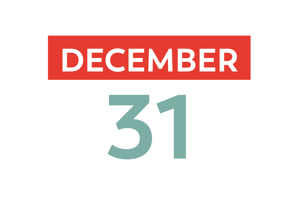 Calendar showing December 31